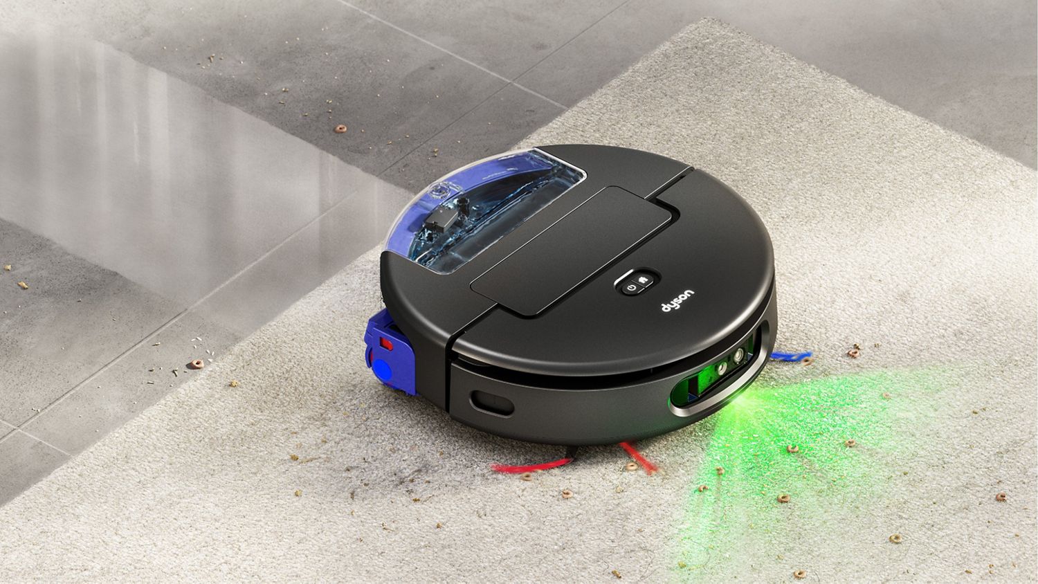 The Dyson Spot+Scrub AI robot vacuum adapts to clean between hard floors and carpets.