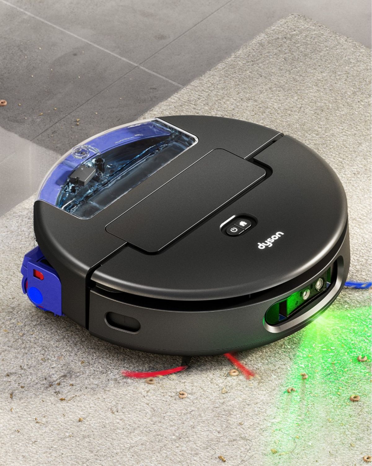 The Dyson Spot+Scrub AI robot vacuum adapts to clean between hard floors and carpets.