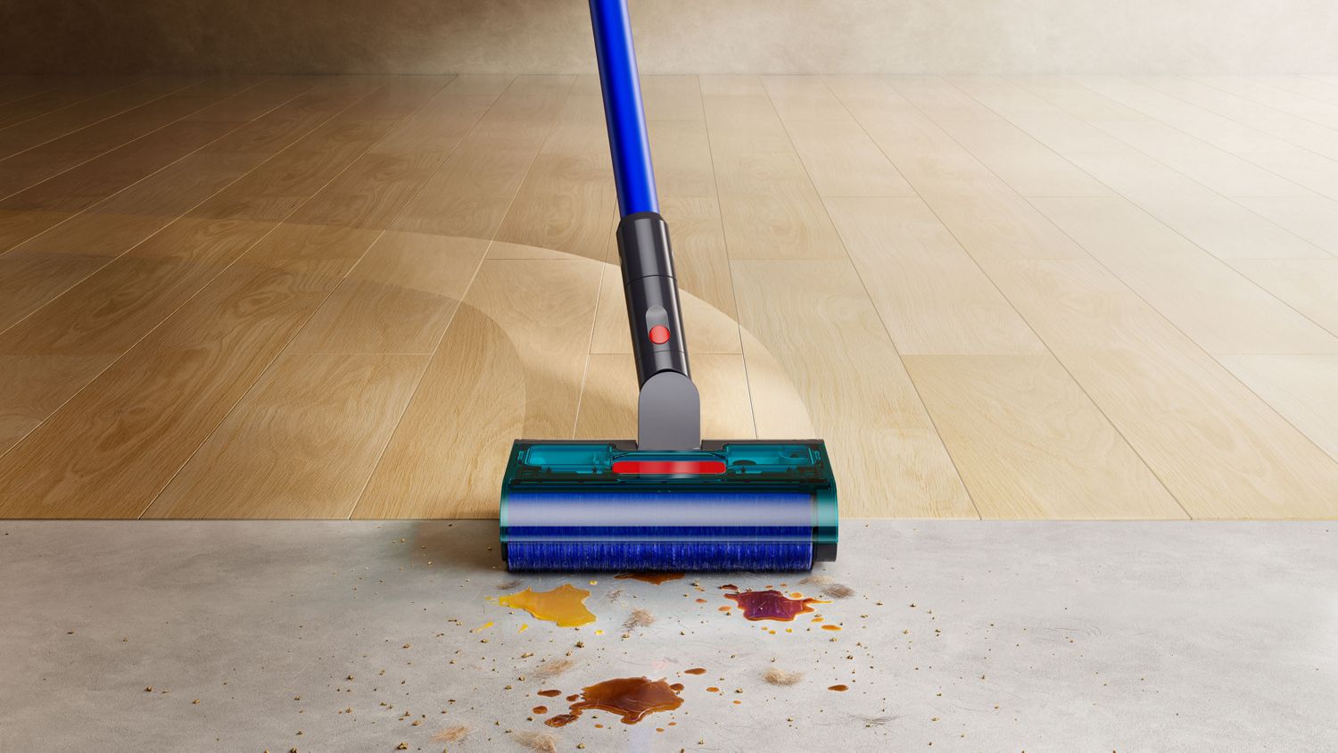 Dyson W1 PencilWash cleaner cleaning between hard floor types.