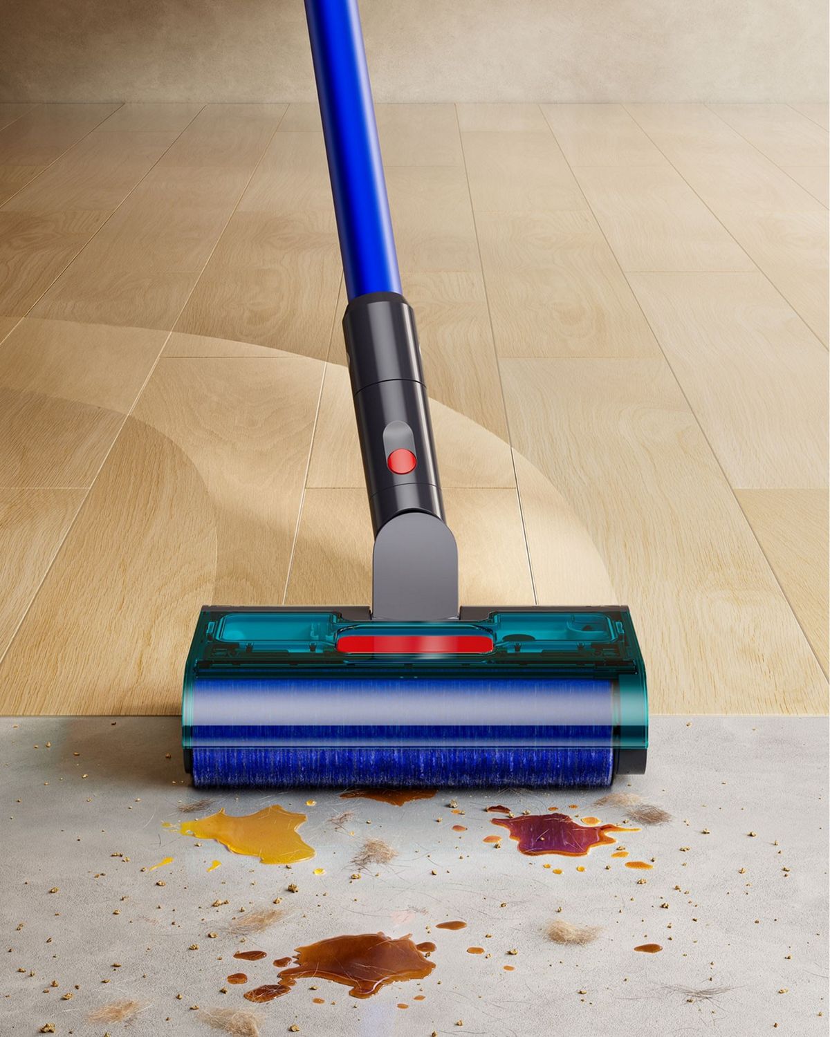 Dyson W1 PencilWash cleaner cleaning between hard floor types.