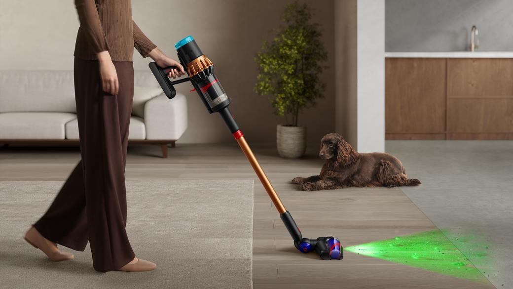 Dyson V16 Piston Animal vacuum cleaner used to clean hard floors and carpets.