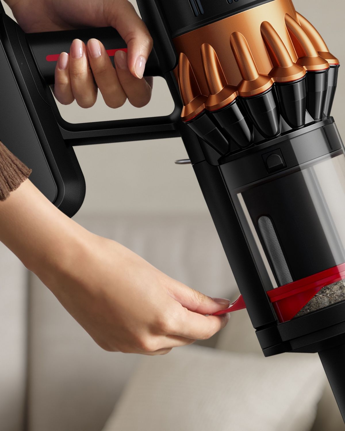 Dyson CleanCompaktor bin is used to compress dust and debris to hold more.