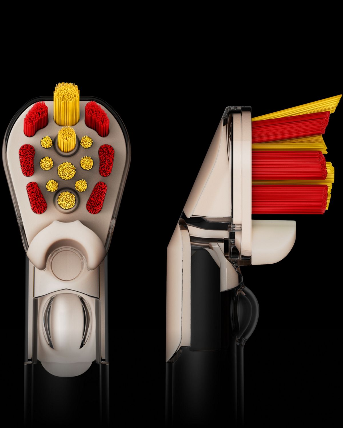 Primer plano de las cerdas del cabezal del cepillo Dyson CameraJet.