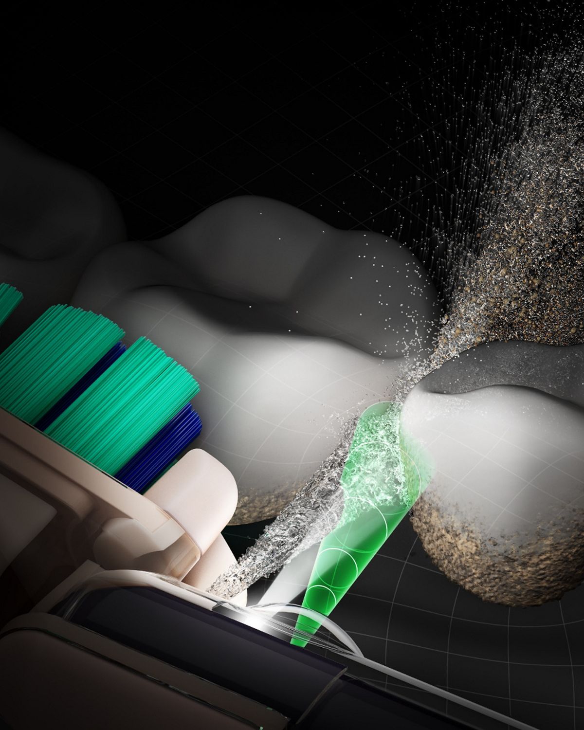 Dyson CameraJet toothbrush jets liquid into the gaps between teeth.