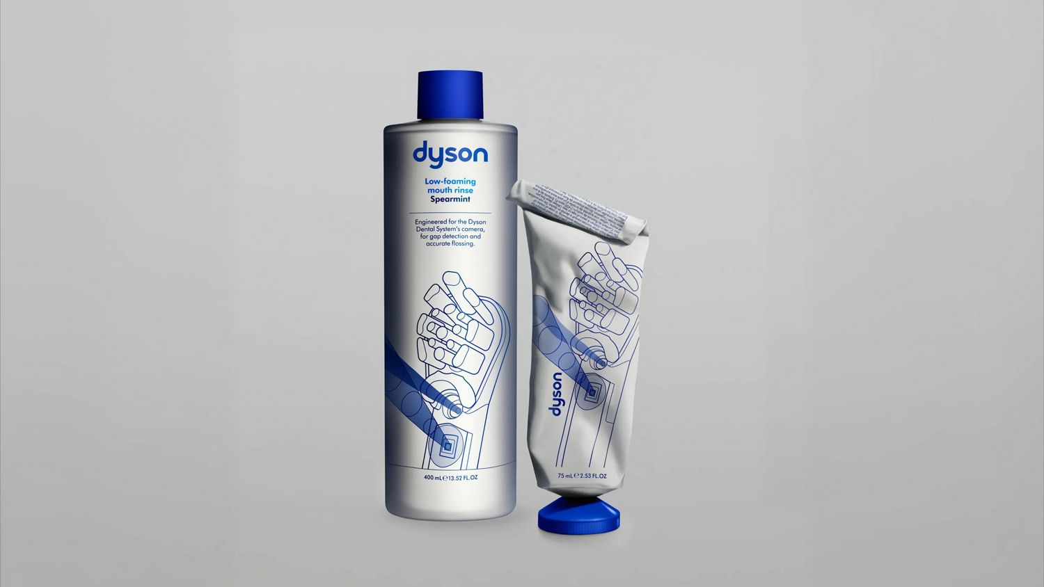 Dyson Spearmint toothpaste and mouth rinse.