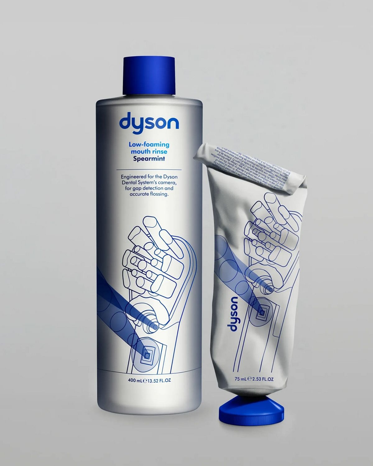 Dyson Spearmint toothpaste and mouth rinse.