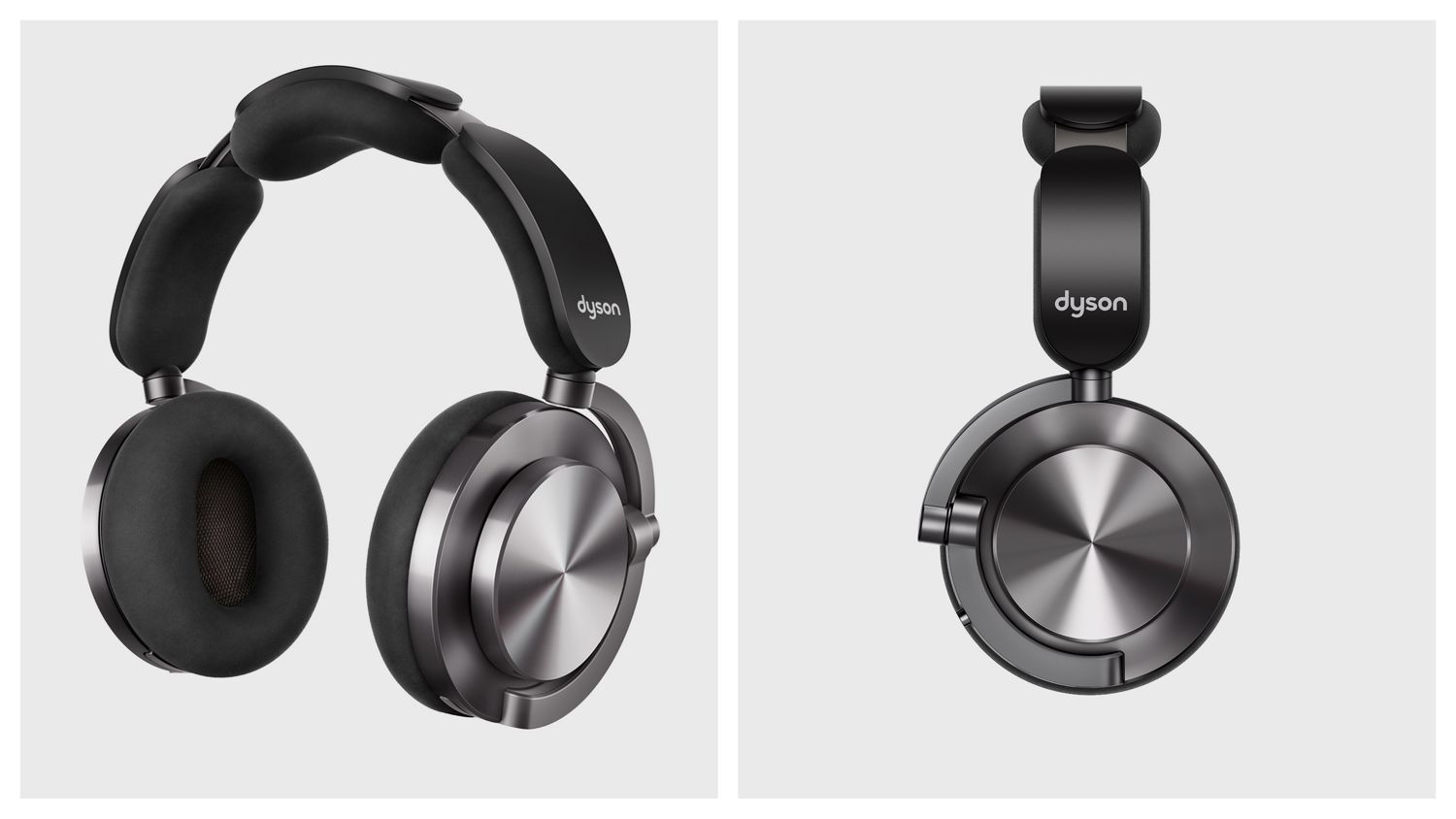 Dyson OnTrac headphones front and side view.