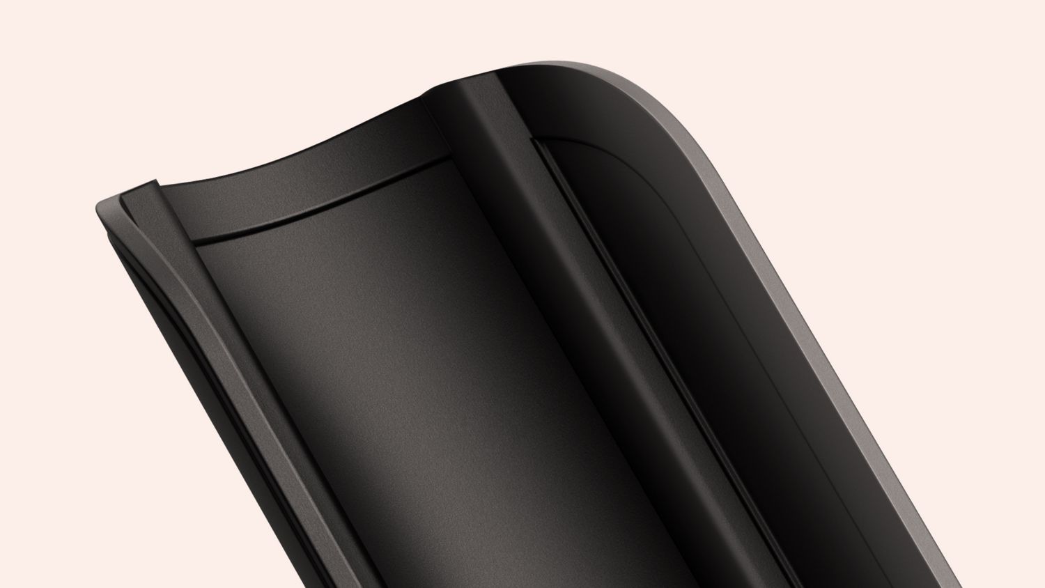 Close-up of the overmoulding on the Dyson-designed display stand for corded devices.