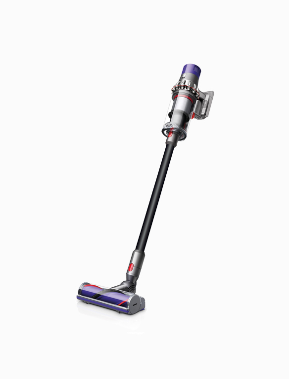 Dyson Cyclone V10 vacuum side and front profile