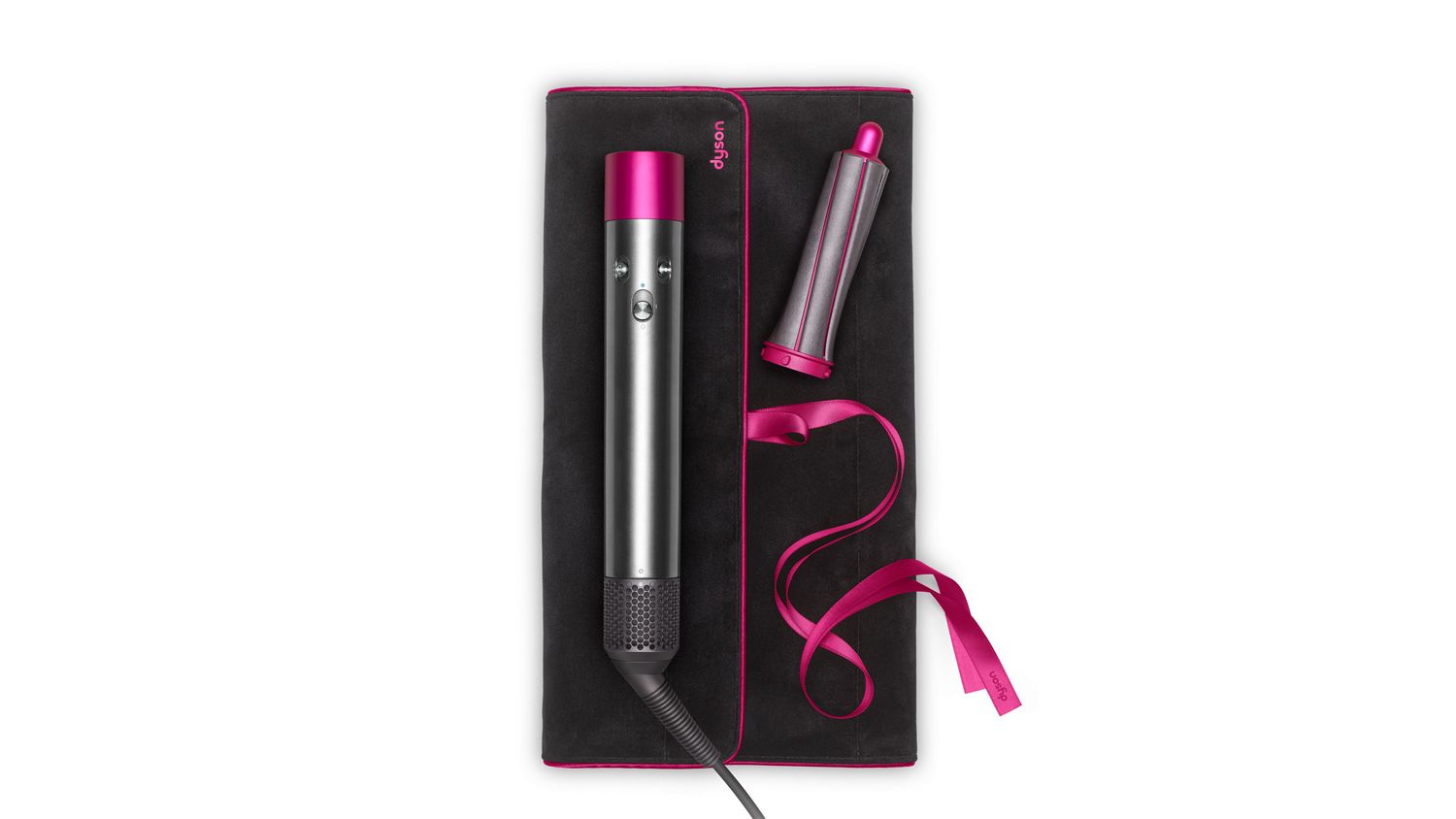 Dyson Airwrap attachments stored in travel bag