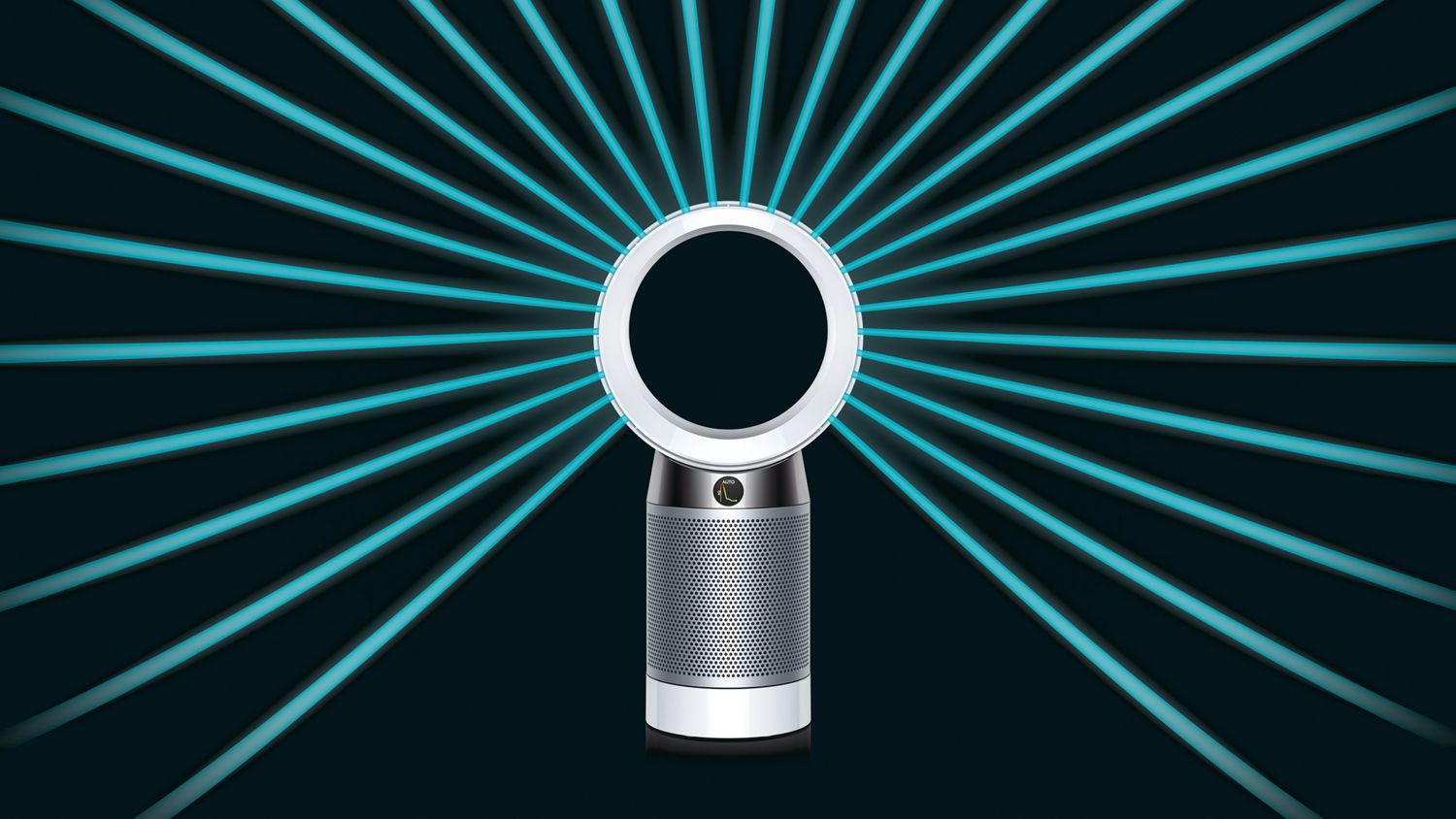 Grafik eines Dyson Pure Cool Luftreinigers, der einen kühlenden Luftstrom verteilt.