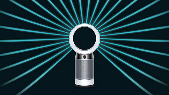 Grafik eines Dyson Pure Cool Luftreinigers, der einen kühlenden Luftstrom verteilt.
