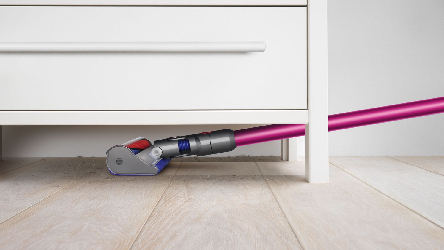 Aspirador sem fios V8 Absolute Pro colocado numa estação de carregamento.