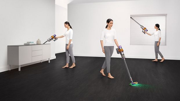 Woman cleaning in various places around the home