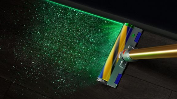 Laser Slim Fluffy cleaner head cleaning along a wall