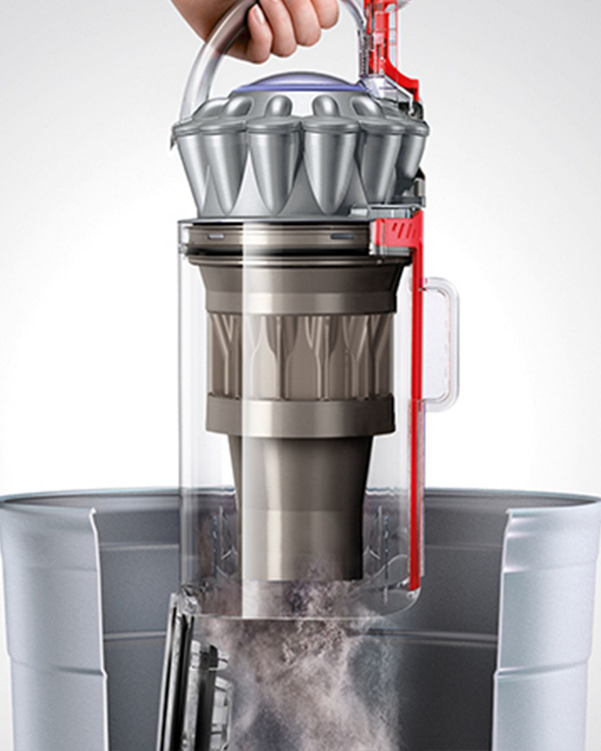 Inside the Dyson Ball Animal 2 upright vacuum cleaner.