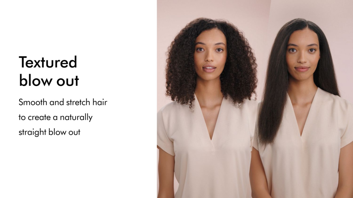 Dyson Airstrait Textured blow out with Model before and after