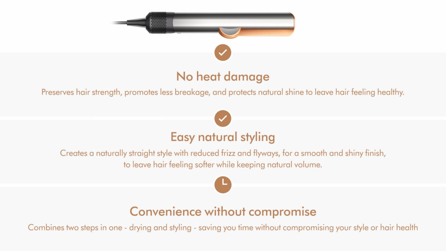 Dyson Airstrait Benefits in Nickel/Copper