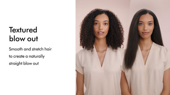 Dyson Airstrait Textured blow out with Model before and after