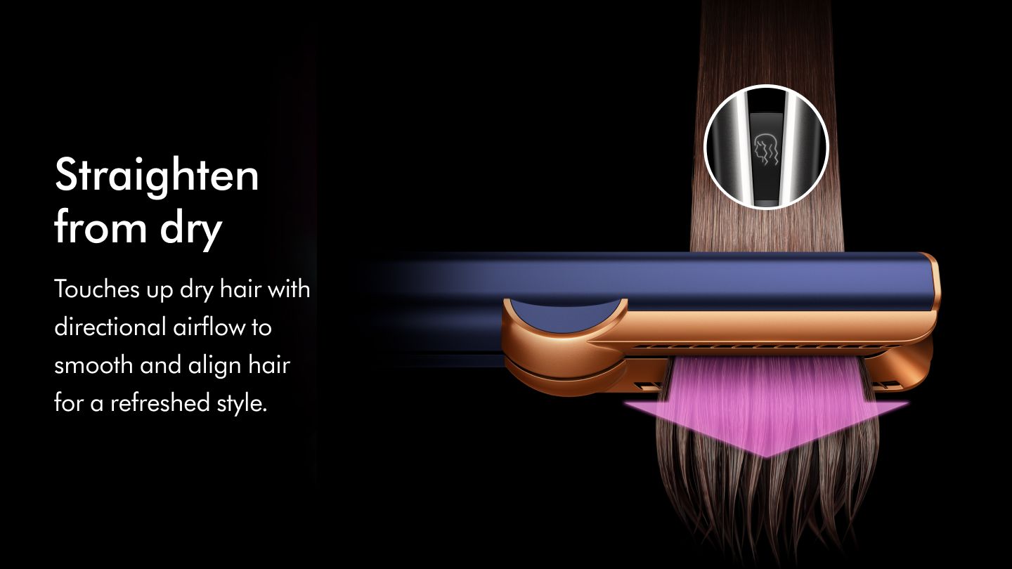 Dyson Airstrait Straighten from Dry Infographic Prussian Blue