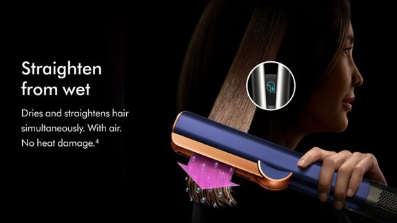 Dyson Airstrait Straight from Wet Infographic Prussian Blue