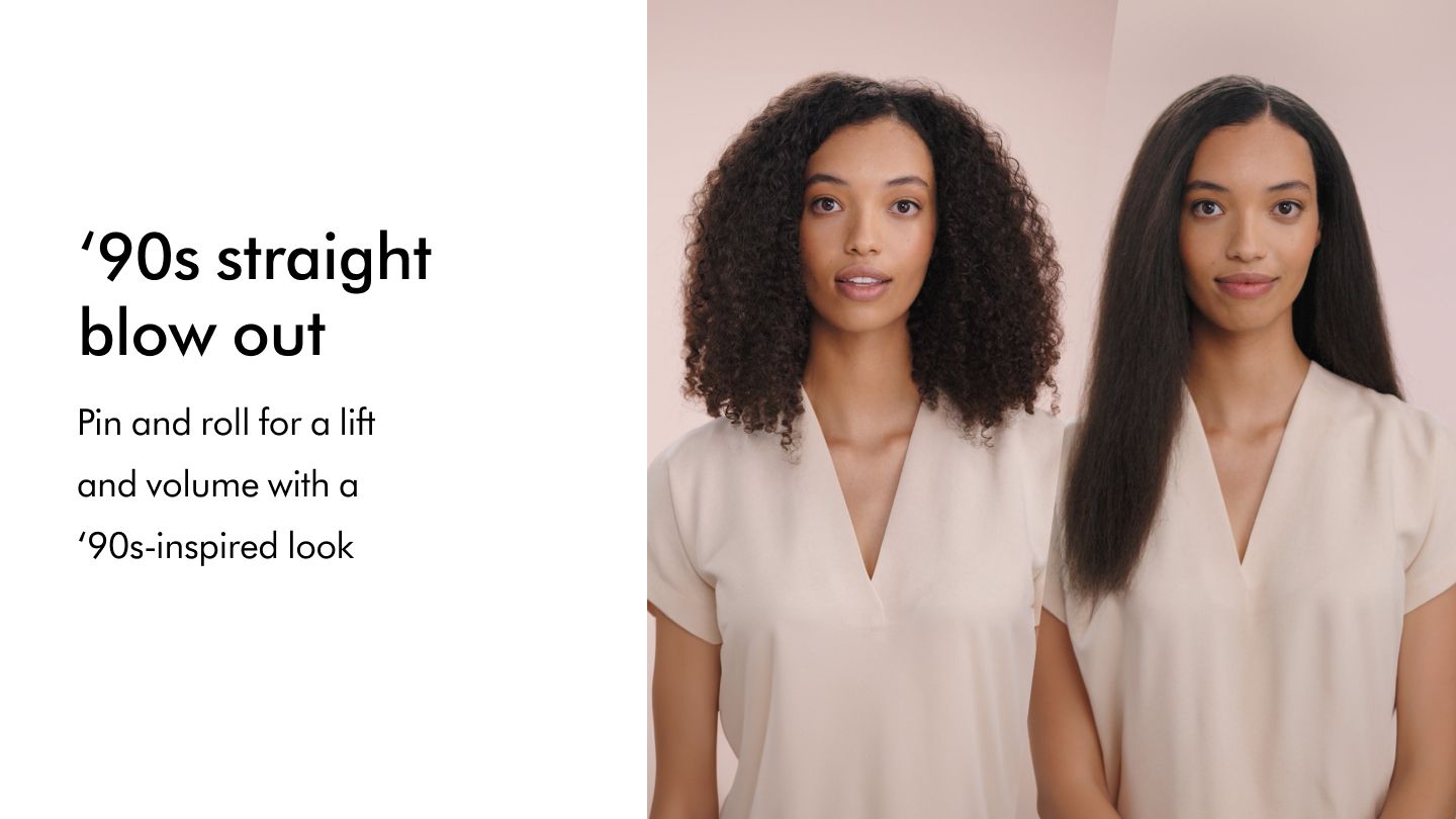 Dyson AIrstrait 90s straight blow out with Model before and after 