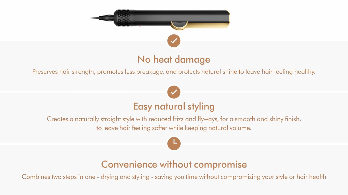 Dyson Airstrait Benefits in Onyx Black/Gold