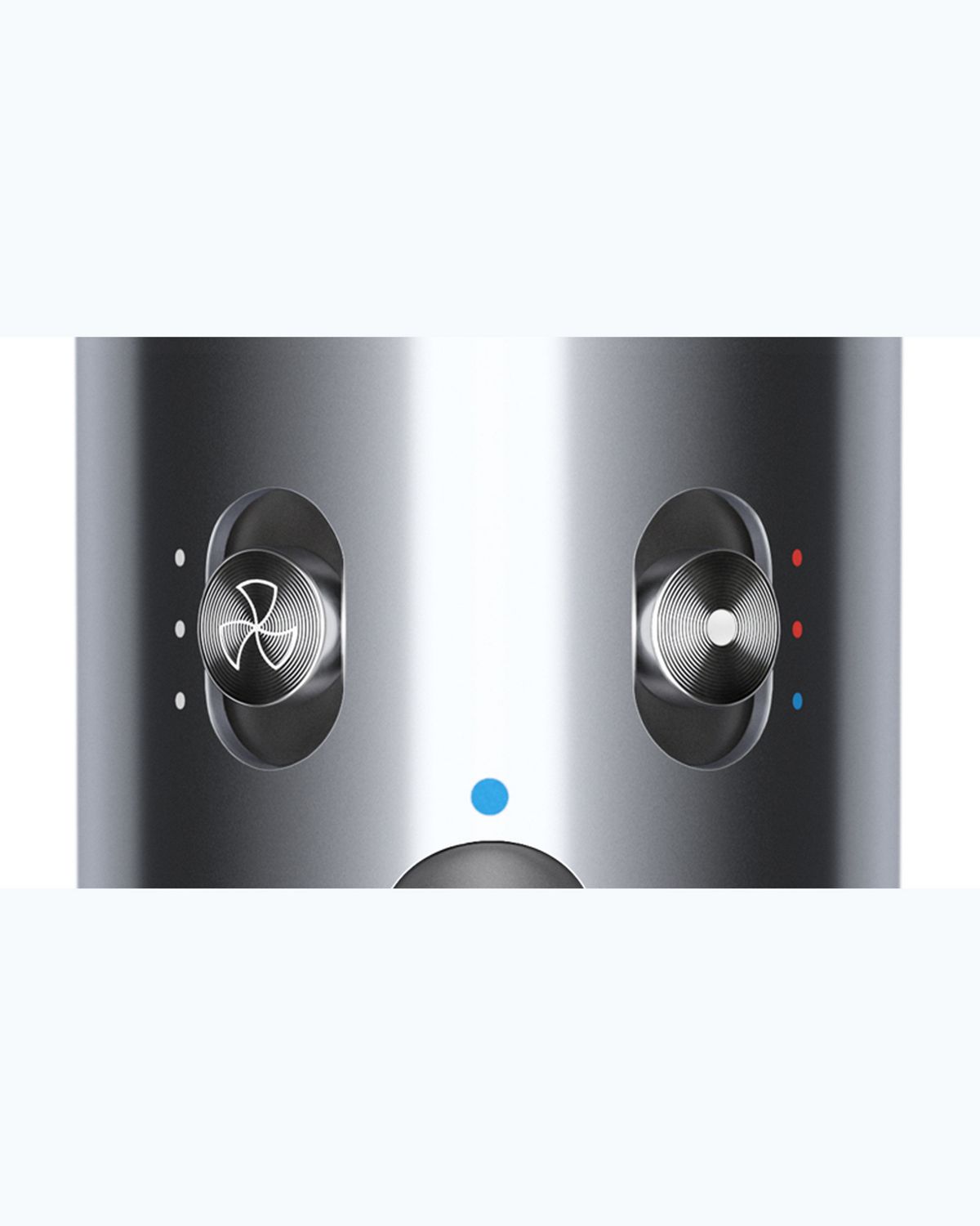Close up of Dyson airwrap heat and speed settings.