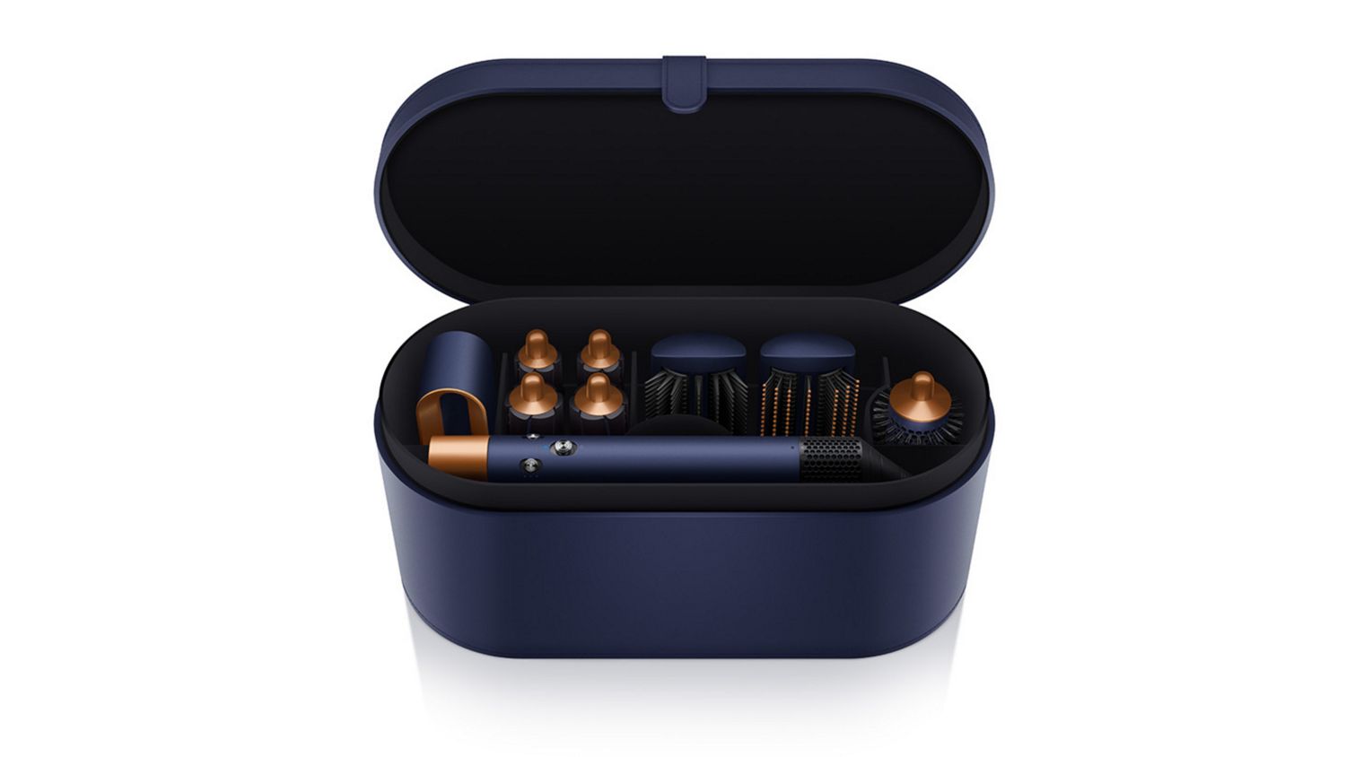 Airwrap styling attachments displayed inside storage case 