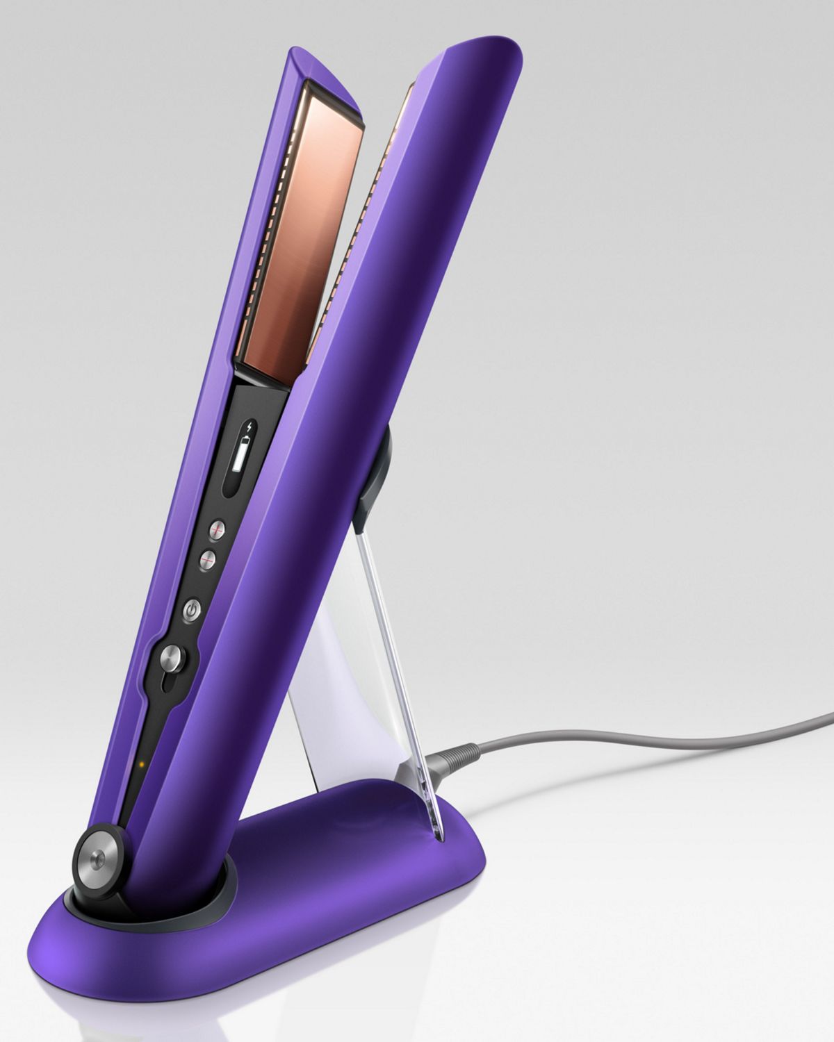 Dyson Corrale straightener placed in the charging dock.