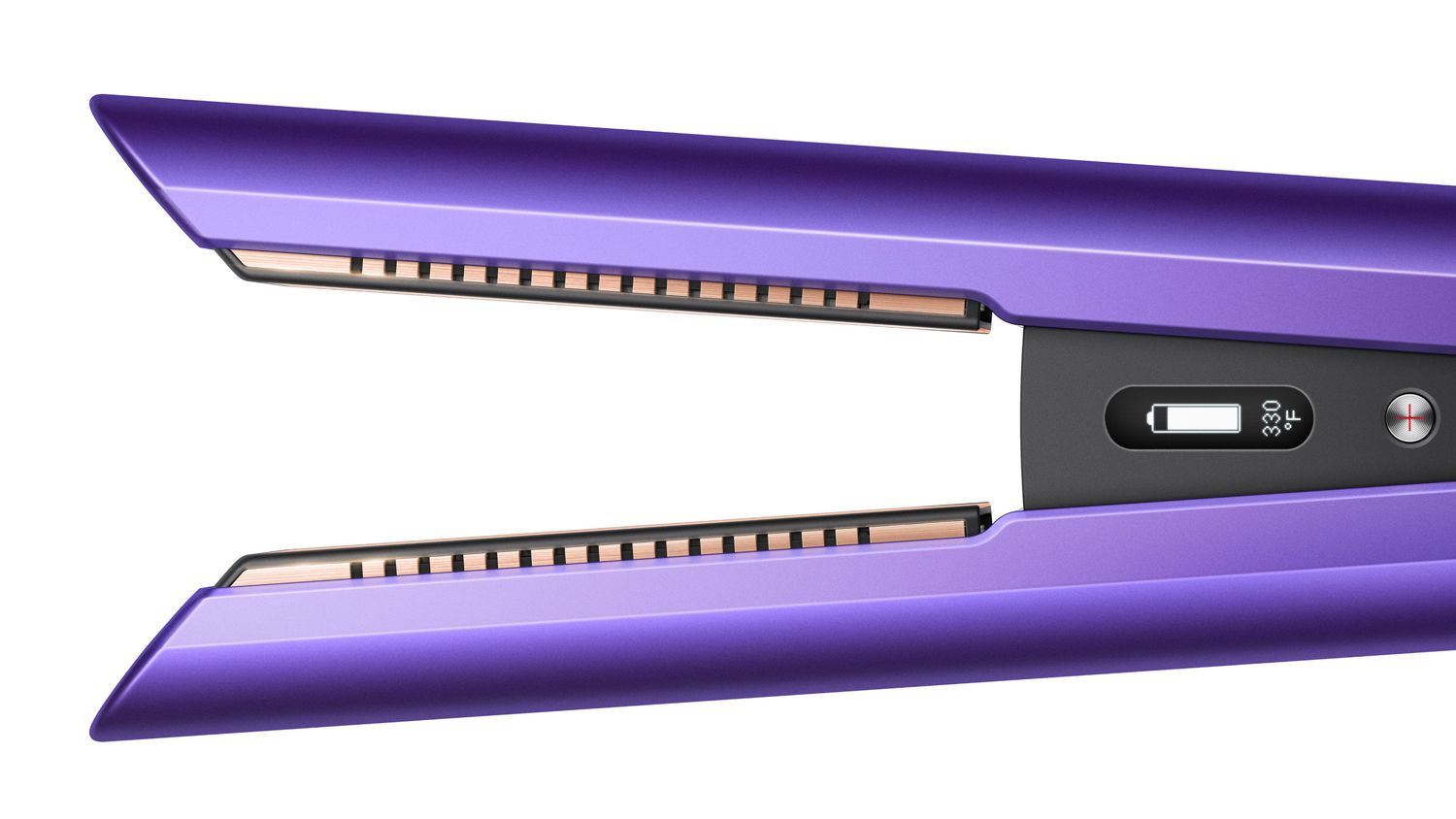Close up of Dyson Coralle straightener and its flexing plates.