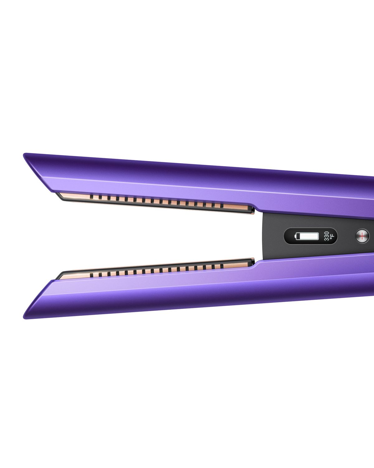 Close up of Dyson Coralle straightener and its flexing plates.