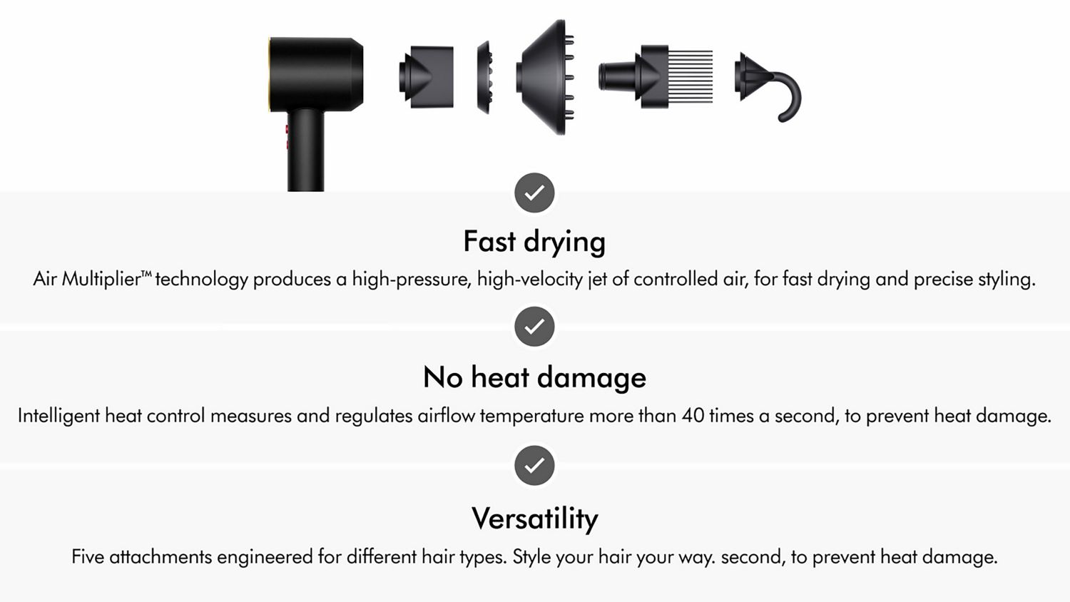 Dyson Supersonic Attachments + Benefits Inforgraphic