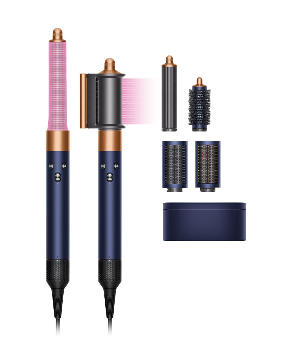 Dyson Airwrap Multi-Haarstyler und -trockner Complete Long in Mitternachtsblau und Kupfer, mit Zubehör.