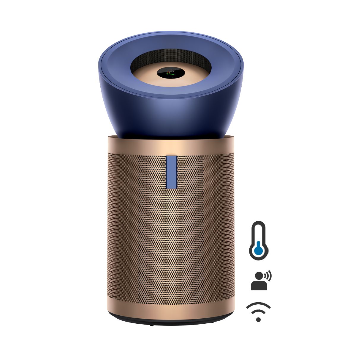 Dyson Purifier Big+Quiet Formaldehyde BP04 in Nachtblau und Gold auf weißem Hintergrund