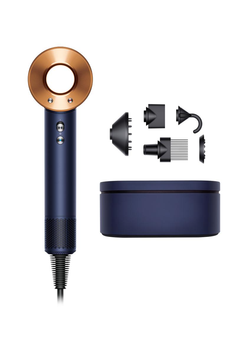 Dyson Supersonic hair dryer Prussian blue and Rich copper with attachments and Presentation case. Dyson Supersonic hair dryer Prussian blue and Rich copper