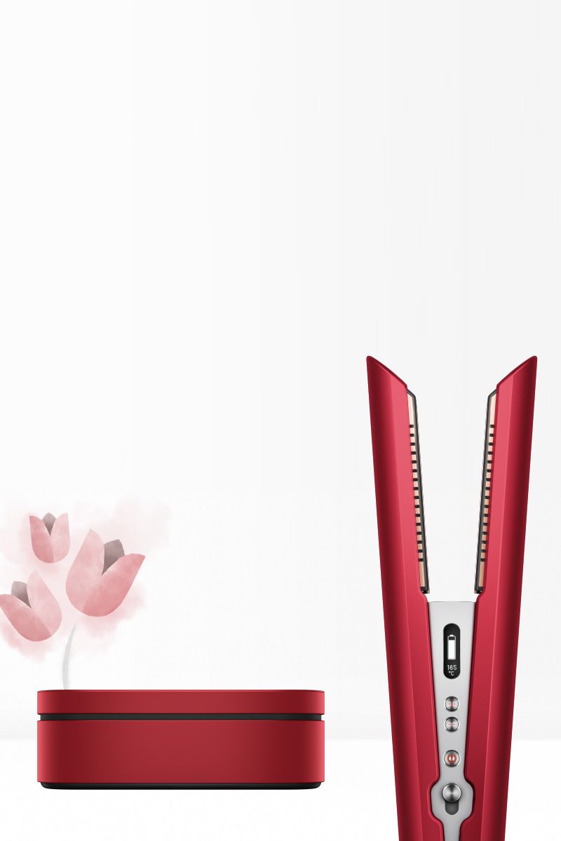 Alisador Dyson Corrale™ Vermelho e Níquel com estojo e bolsa