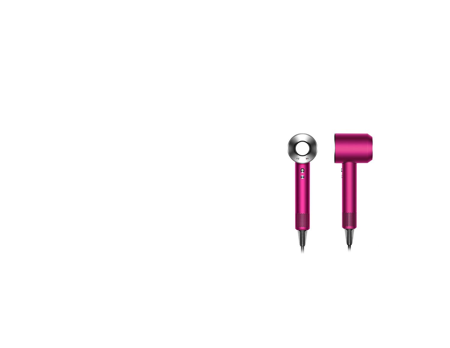 Dyson Supersonic™ hair dryer in fuchsia and nickel. Dyson Supersonic™ hair dryer in fuchsia and nickel.