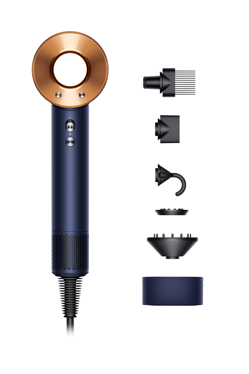 Vue de face et de profil du sèche-cheveux Dyson Supersonic