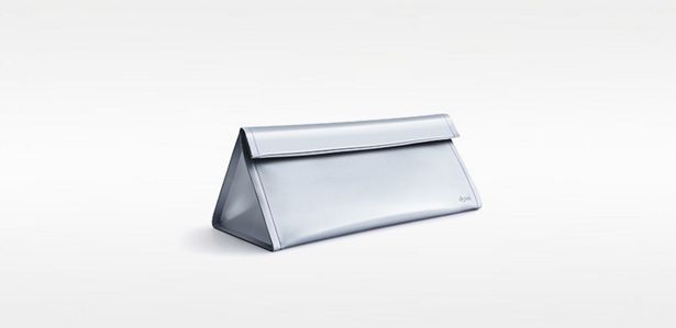Aufbewahrungstasche aus Leder in Platin