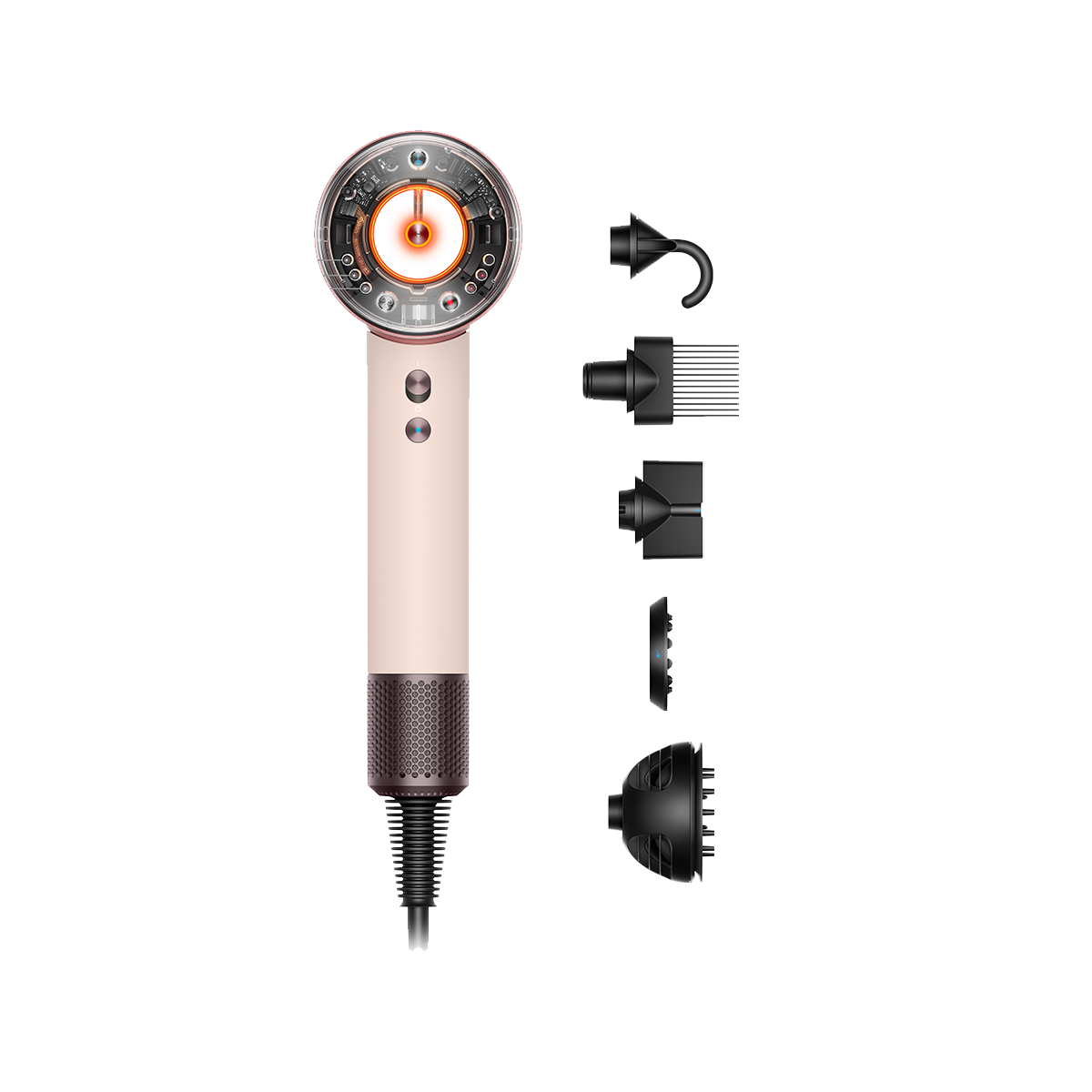 Dyson Supersonic Nural HD16 Ceramic Pink Rose Gold Curly Coily со пет додатоци