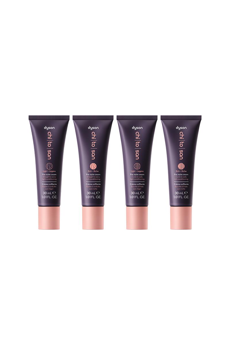 The Dyson Chitosan Pre-style cream 30ml range. The Dyson Chitosan Pre-style cream 30ml range.