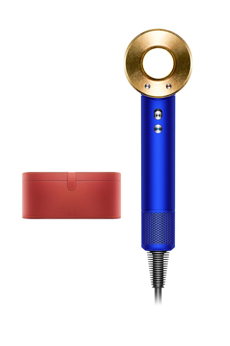The Dyson Supersonic™ hair dryer Blue/Gold hand gilded with gold leaf