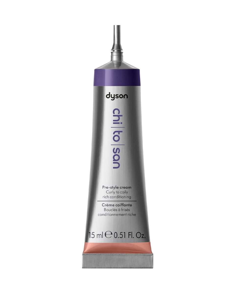 Dyson Chitosan Pre-style cream Curly to coily rich conditioning.