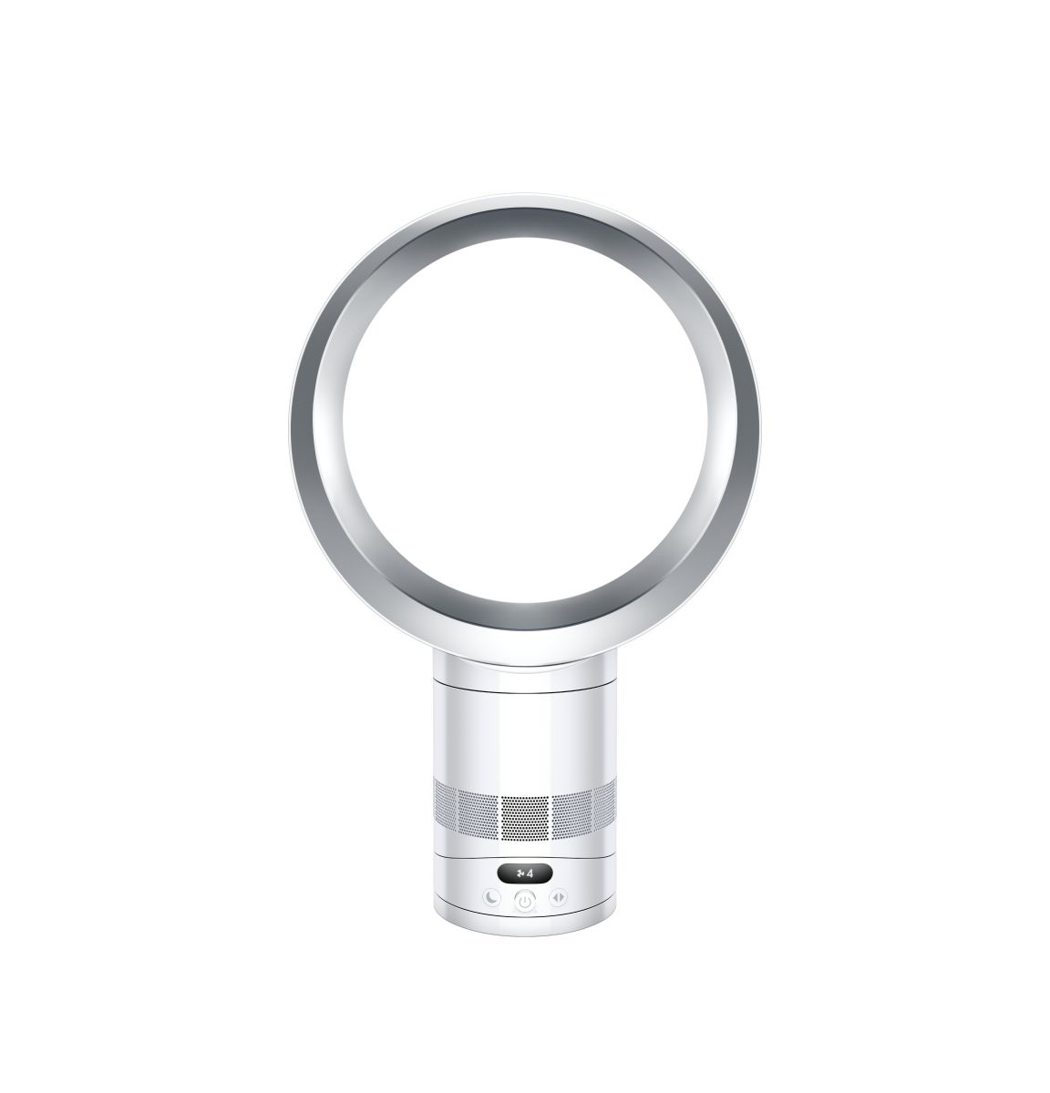 Dyson Cool CF1 Tischventilator in Weiß und Silber auf weißem Hintergrund
