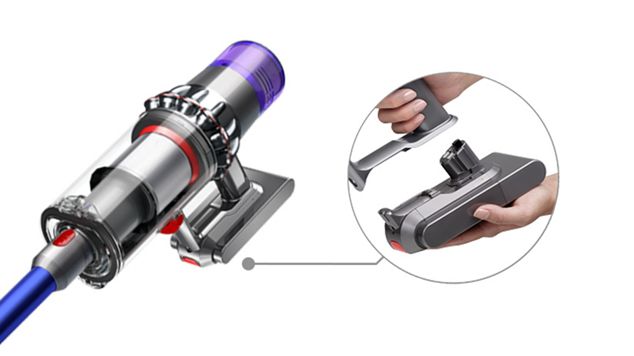Nærbillede af Dyson V11 ledningsfri støvsuger med click-in-batteri
