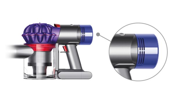 Immagine dell’aspirapolvere Dyson V7 con filtro post-motore.