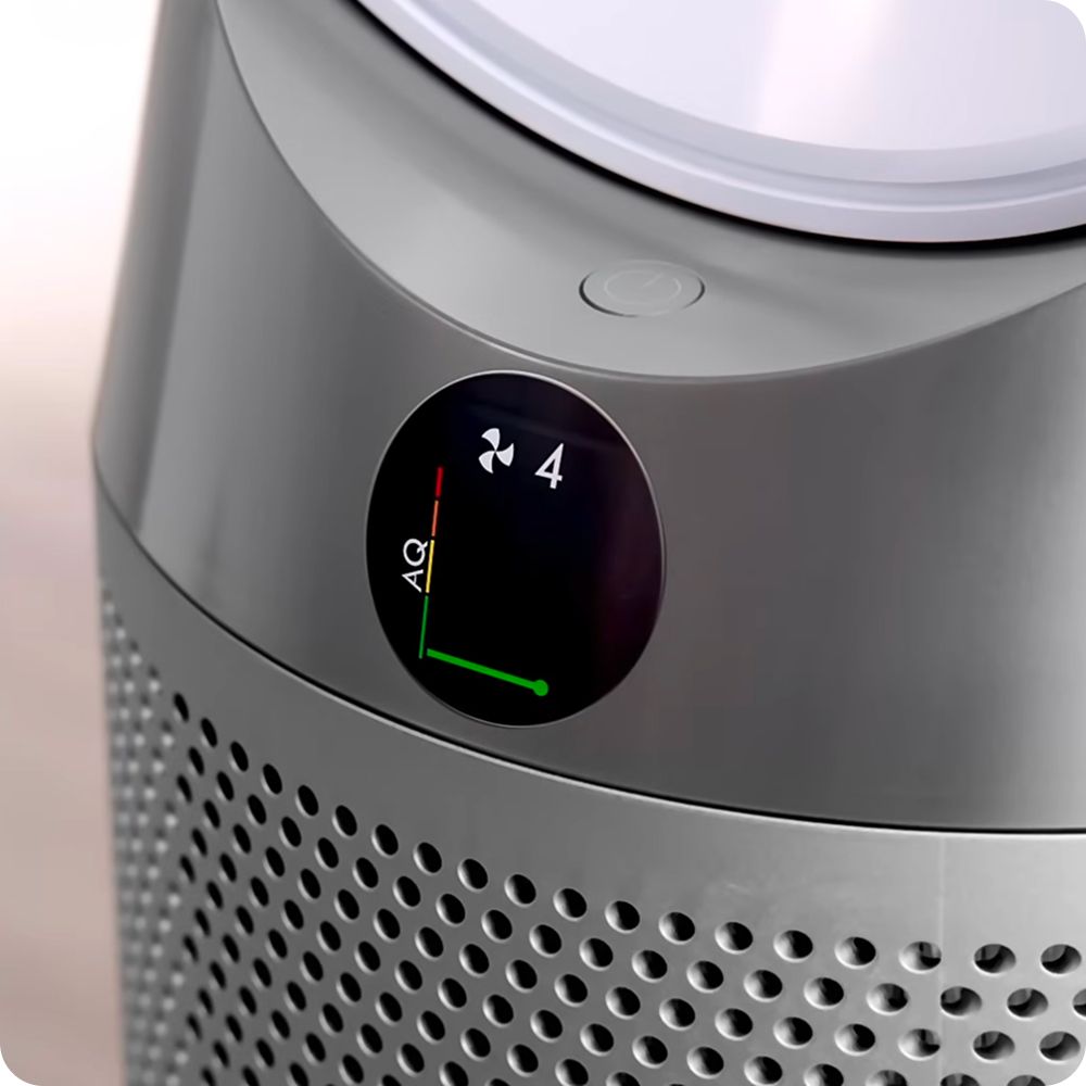 LCD screen on the Dyson Purifier Cool tower purifying fan.