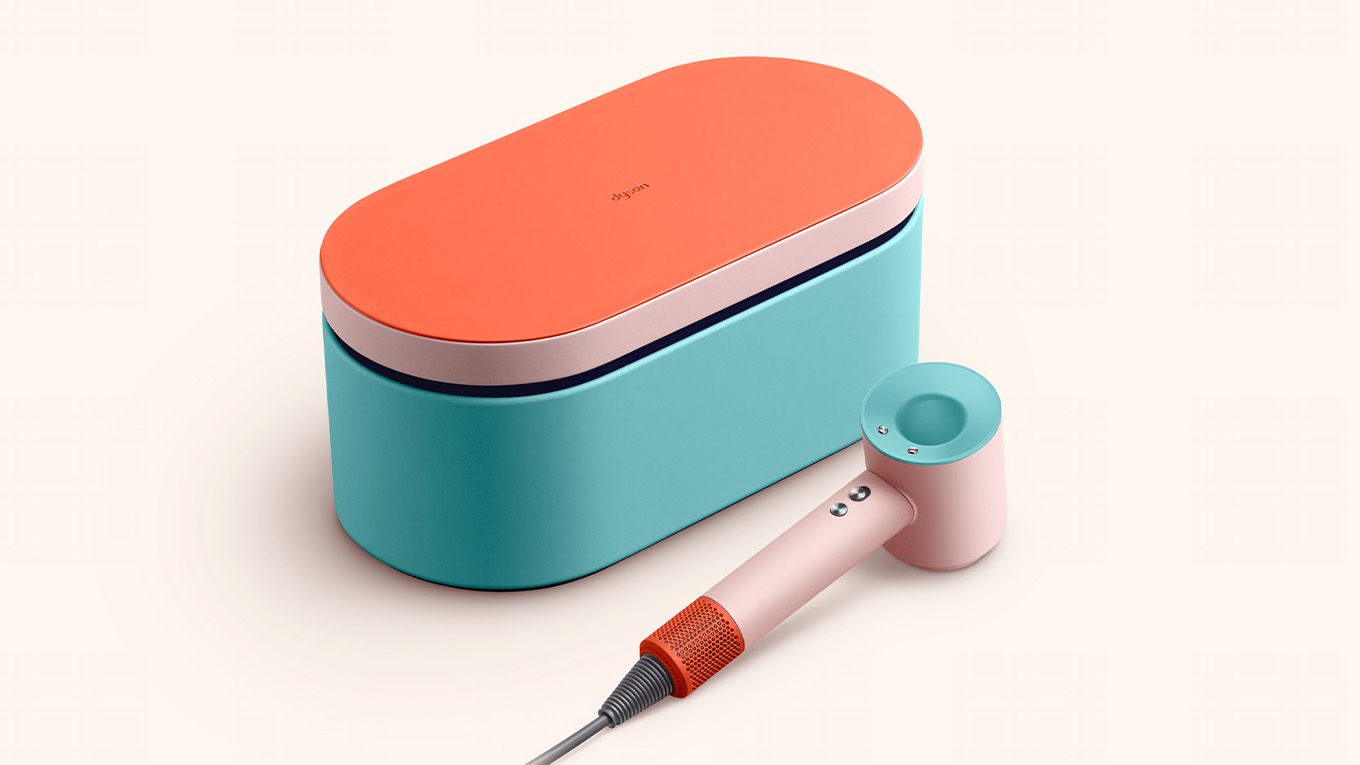 a Dyson Supersonic hair dryer and presentation case in Ceramic pop colourway