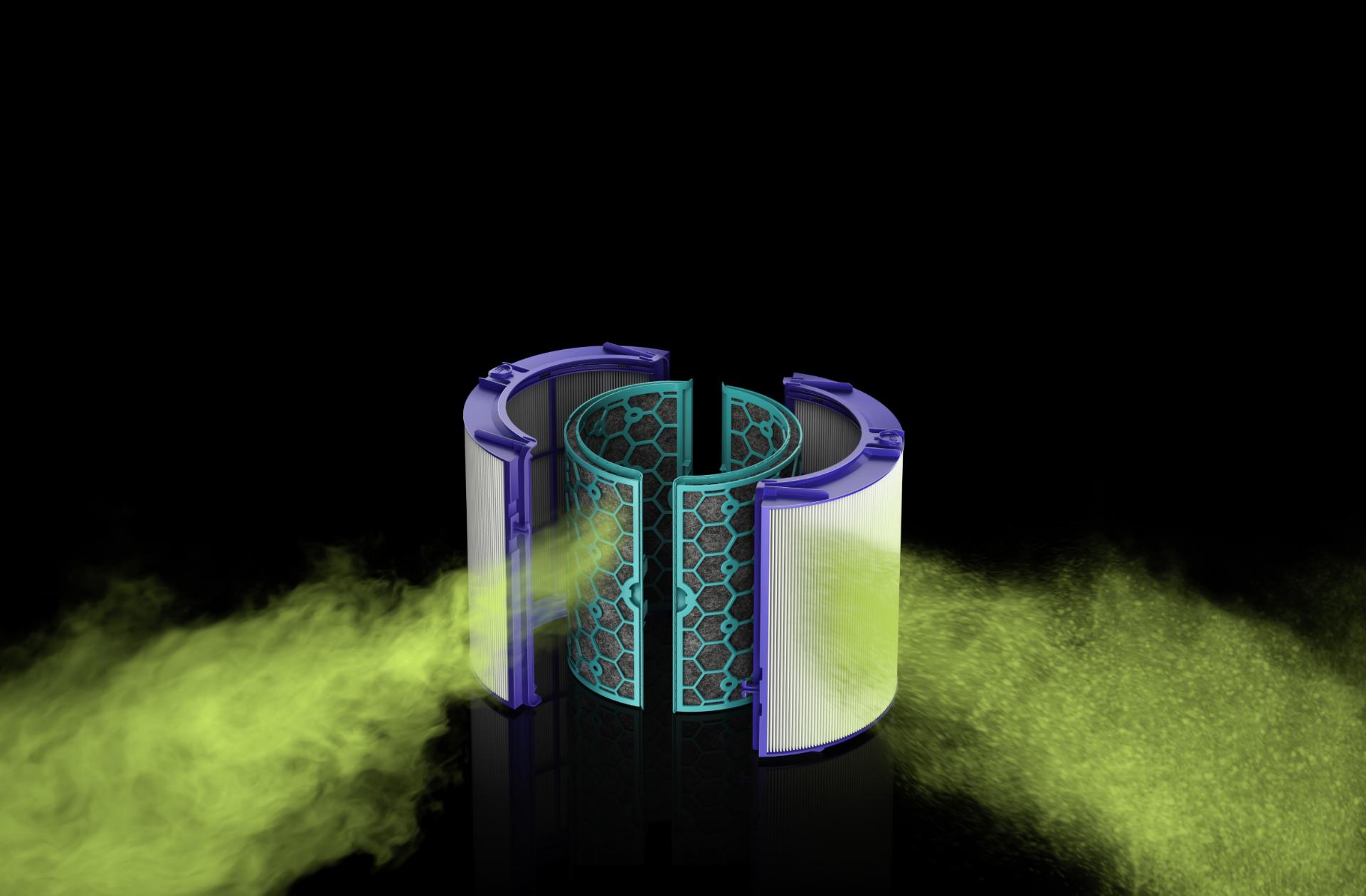 Filter showing harmful gases entering